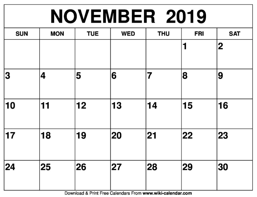 November 2019 Printable Calendar, blank November 2019 calendar printable, free November calendar 2019, printable calendar November 2019, printable November 2019 calendar