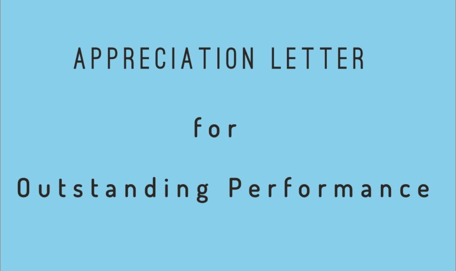 Appreciation Letter for Outstanding Performance
