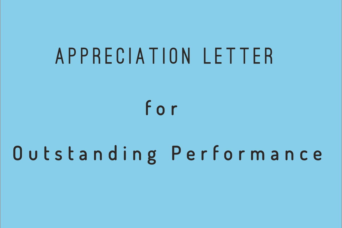 Appreciation Letter for Outstanding Performance