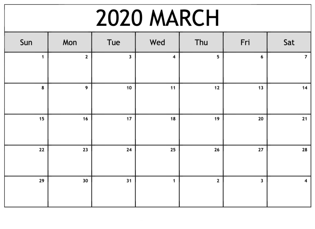 March 2020 Calendar Printable, March 2020 Printable Calendar, March 2020 Calendar Template
