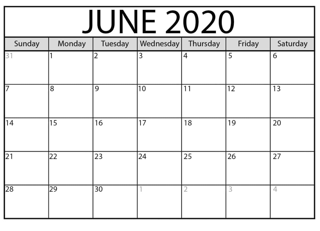 Free June Calendar 2020
