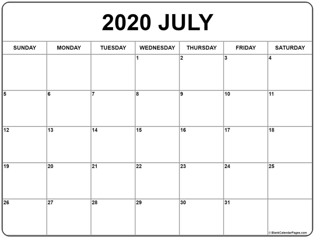 July 2020 Printable Calendar