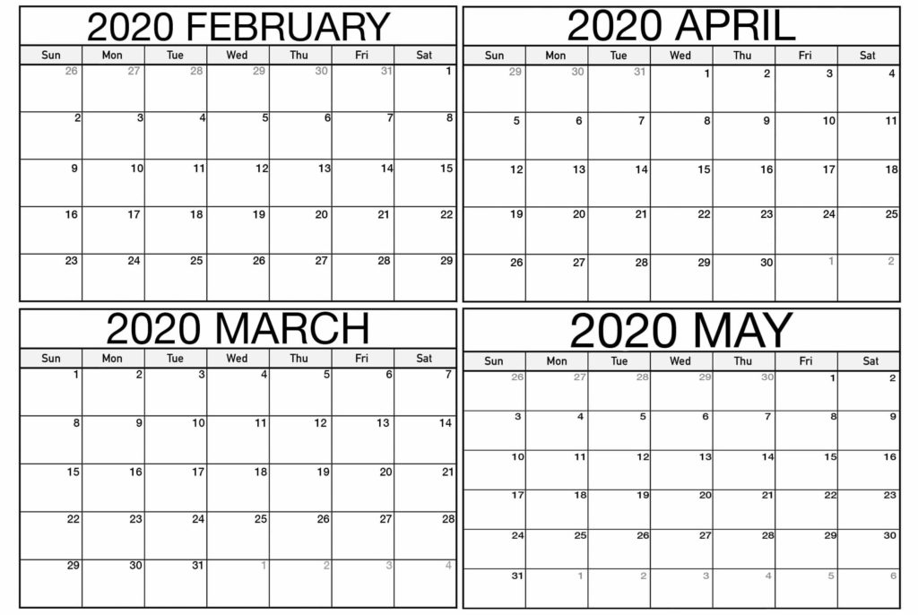 March April May 2020 Printable Calendar