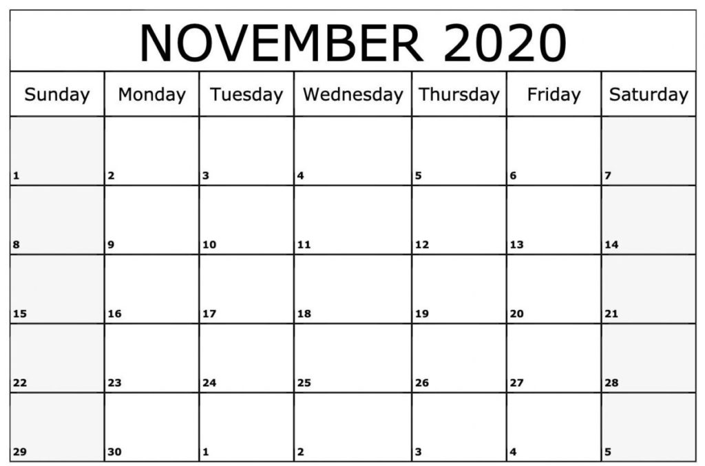 November 2020 Calendar Template