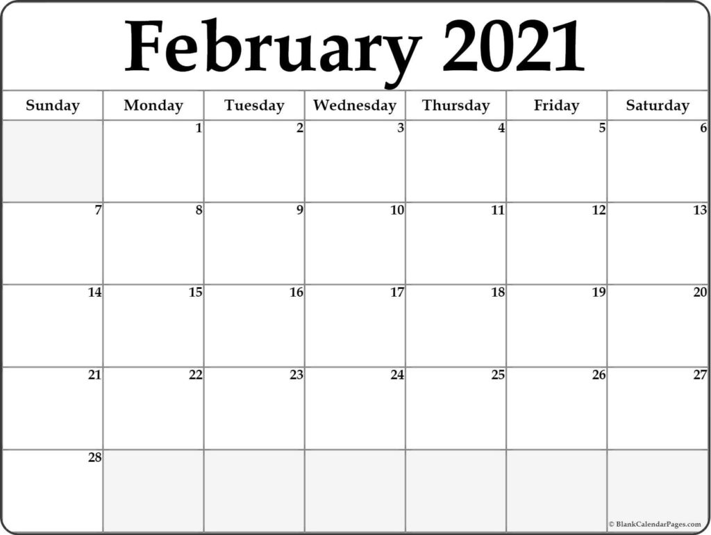 February 2021 Calendar Printable Blank Templates