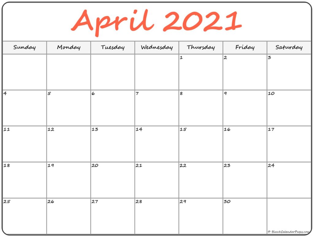 April 2021 Blank Calendar