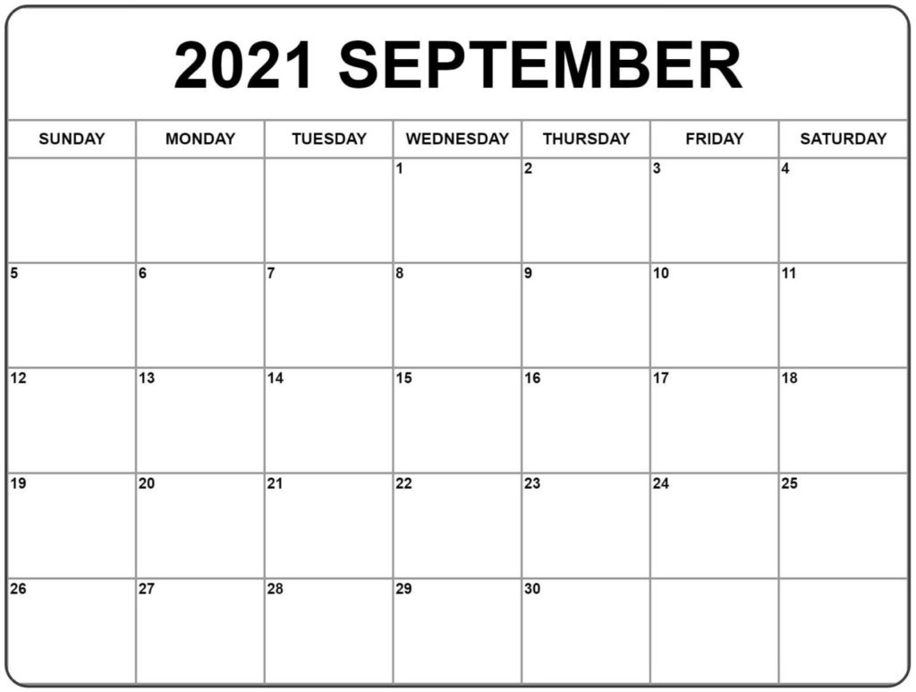 September 2021 Printable Calendar, Free September 2021 Calendar, September 2021 Calendar Template