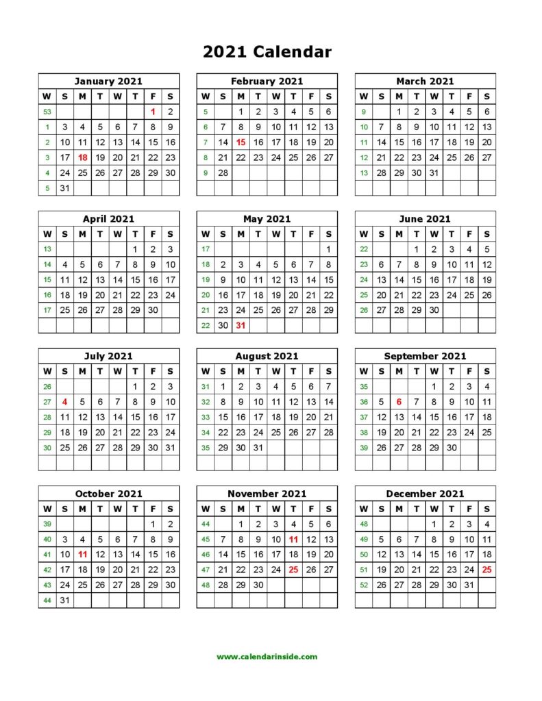 2021 printable calendar, free calendar 2021, 2021 blank calendar template