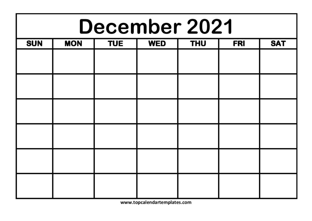 December 2021 Monthly Calendar, December 2021 Printable Calendar, December 2021 Calendar Template