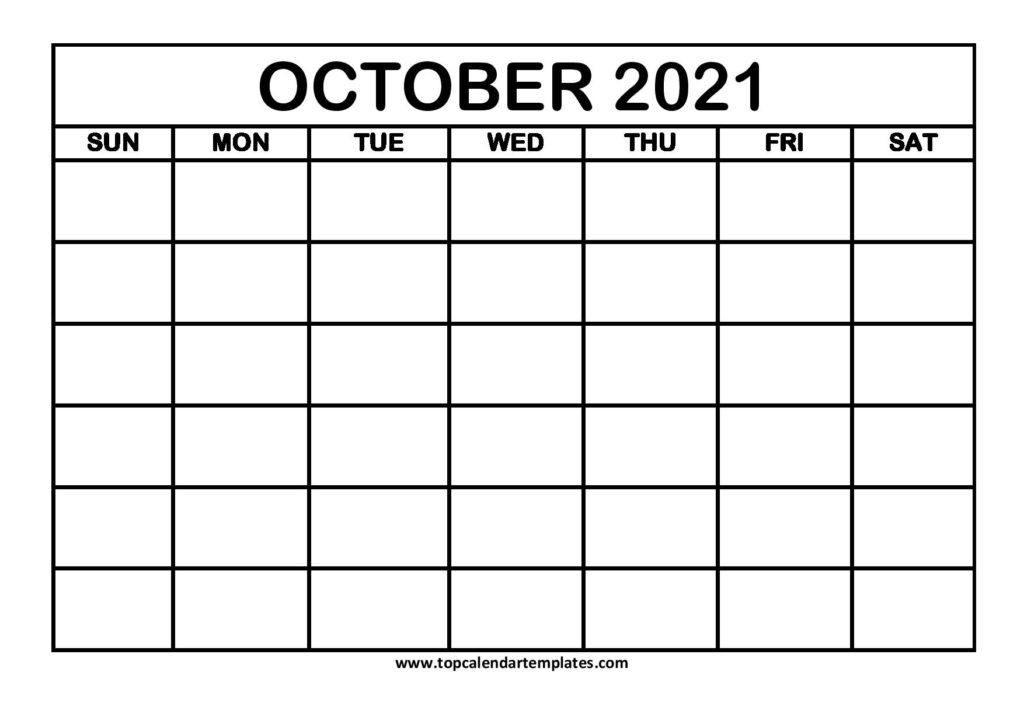 October 2021 Printable Calendar, Free October 2021 Calendar, October 2021 Calendar Template