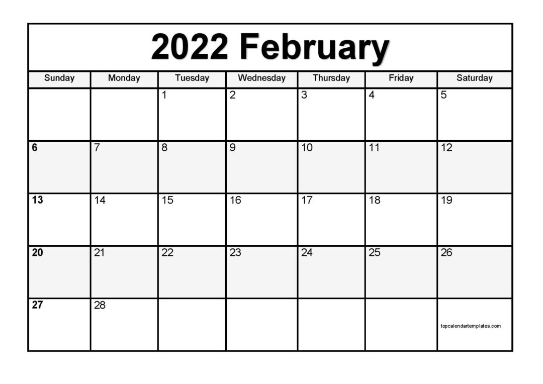 Printable Calendar February 2022 Templates PDF, Word, Excel
