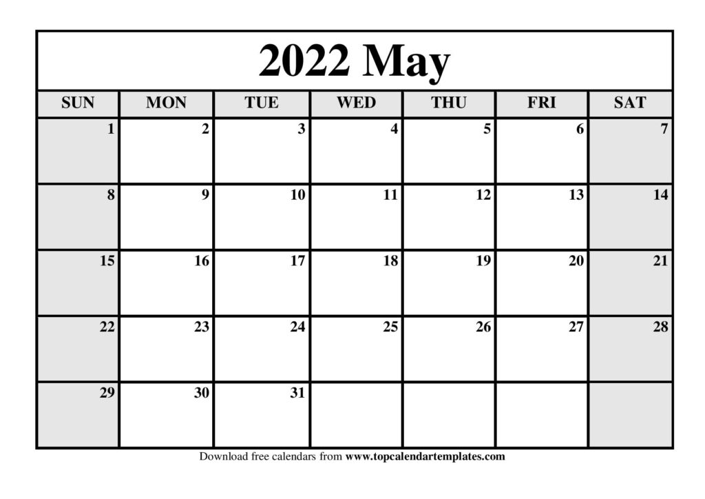 May 2022 Printable Calendar