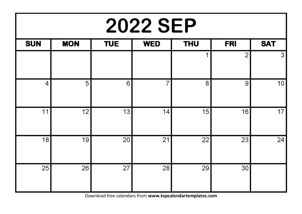 September 2022 Calendar Template
