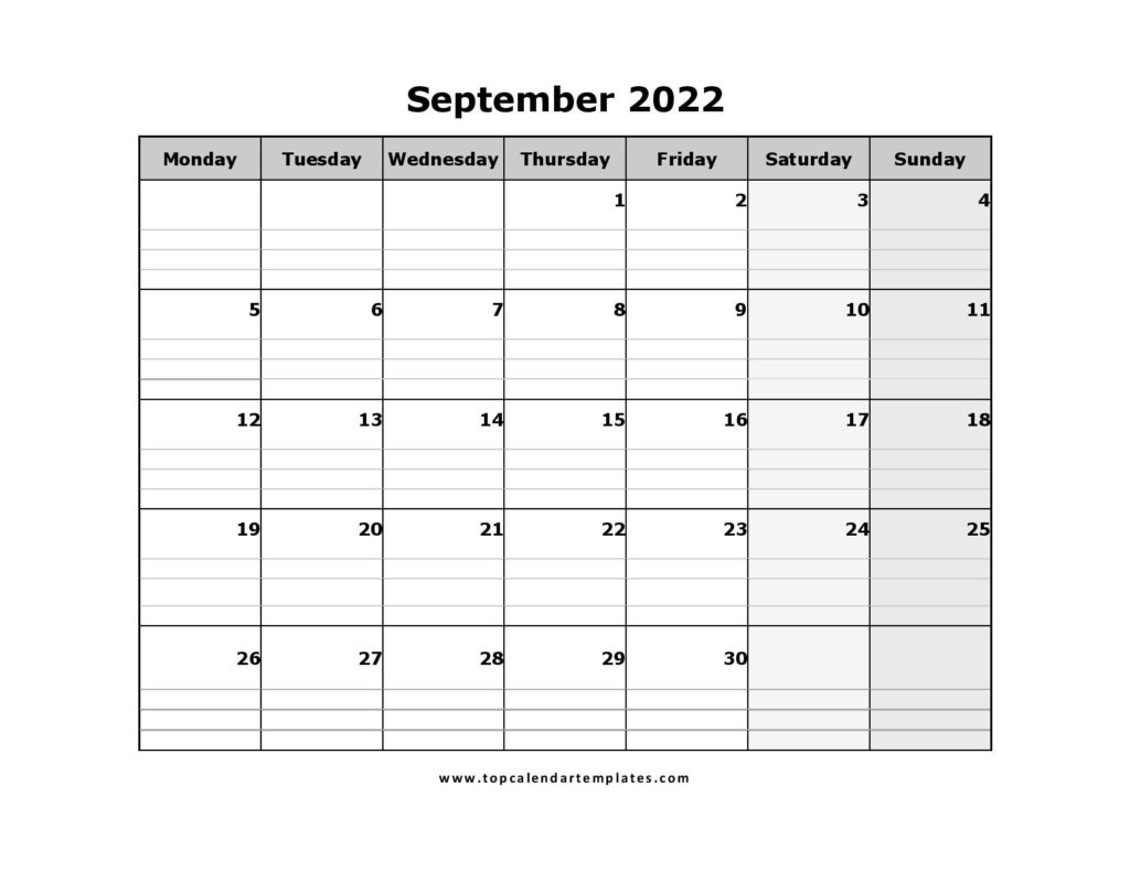 Free September 2022 Calendar