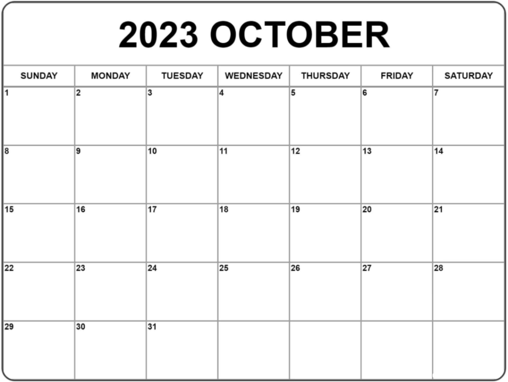 Free Printable Calendar October 2023