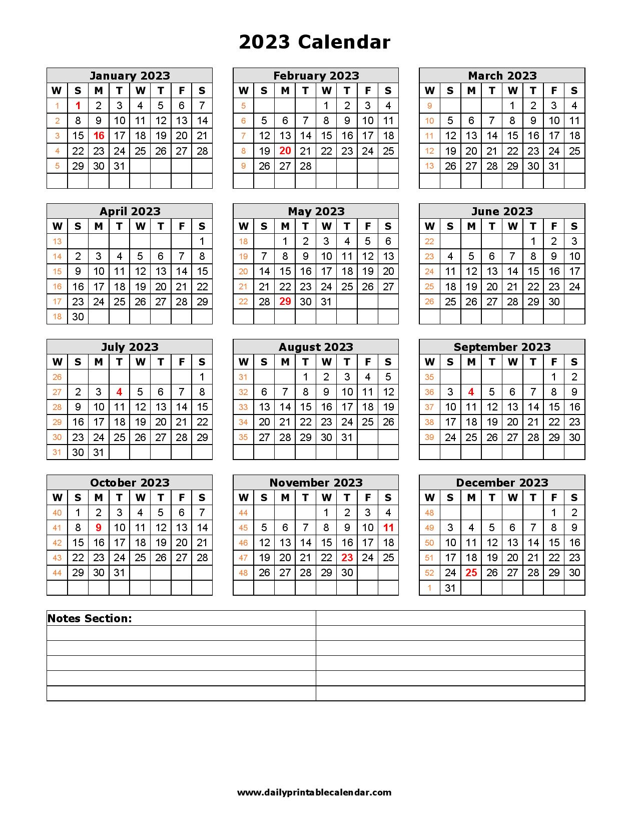 2023 Printable Calendar Templates PDF - Download Now