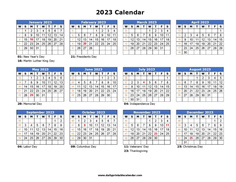 2023 Printable Calendar Templates PDF - Download Now