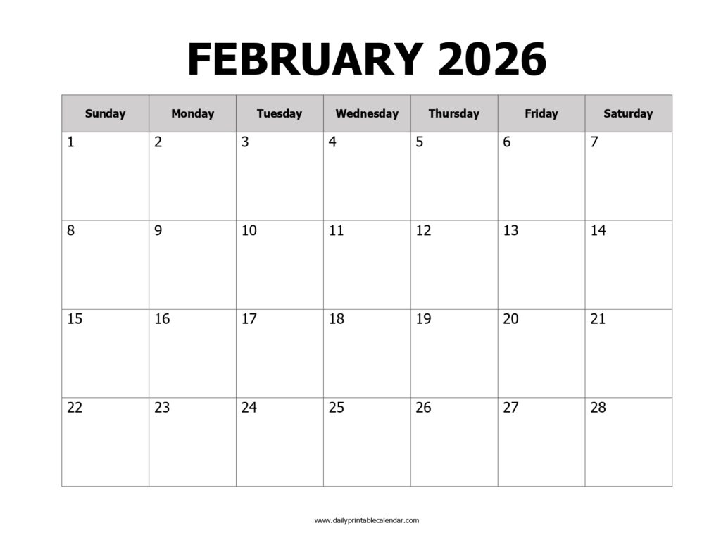 February 2026 Printable Calendar