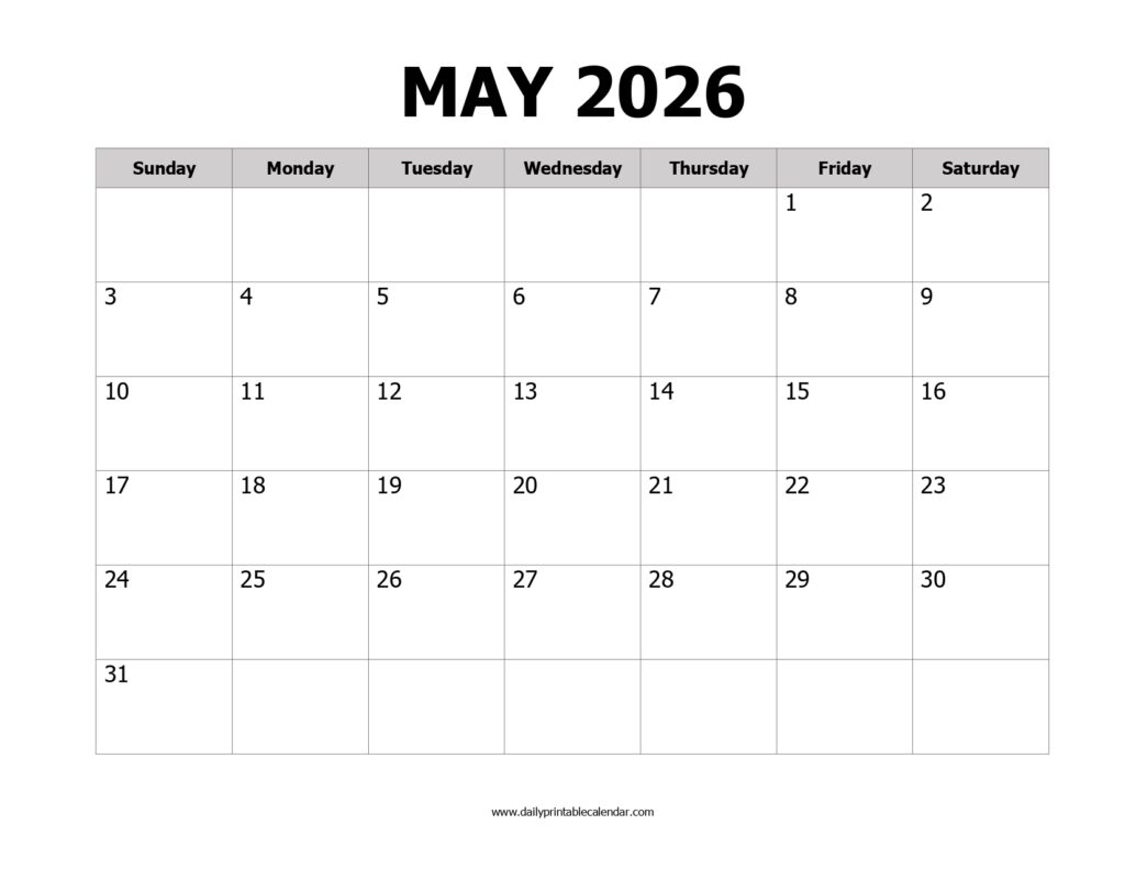 May 2026 Printable Calendar