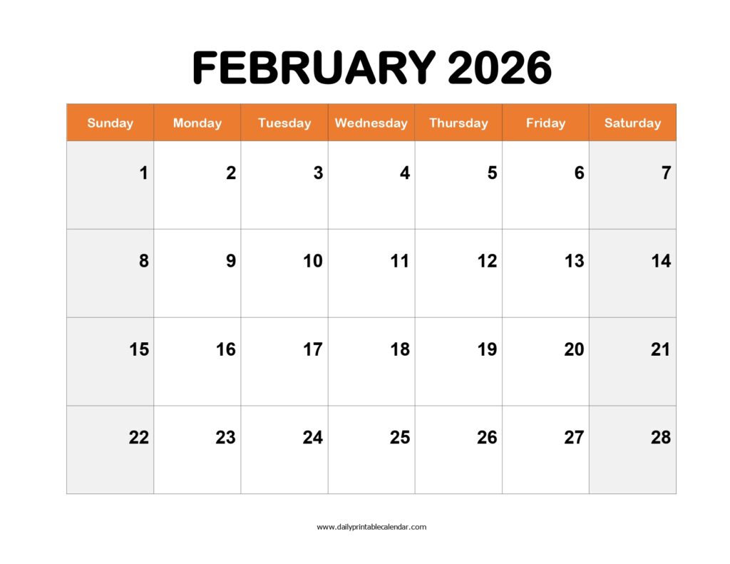 February 2026 Calendar Template